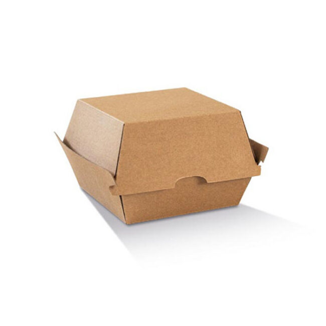High Burger Box Brown Corrugated Plain 200pc/ctn