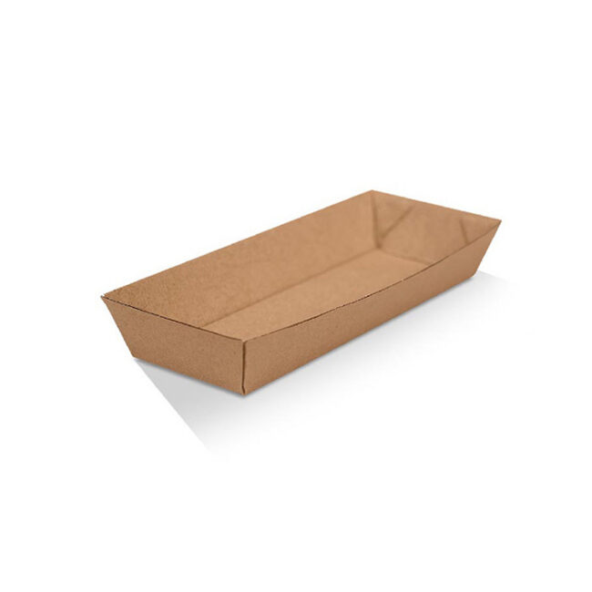 Hot Dog Tray Brown Corrugated Kraft Plain 600pc/ctn