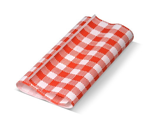 Gingham Printed Greaseproof Paper Red 190x300mm 200/ream