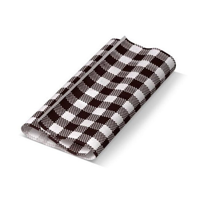 Gingham Printed Greaseproof Paper Black 190x300mm